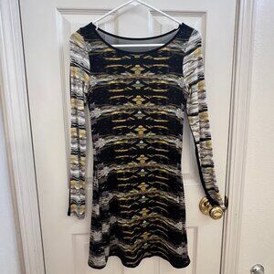 Silence + Noise Black and Yellow Mesh Bodycon Dress Size S Like New